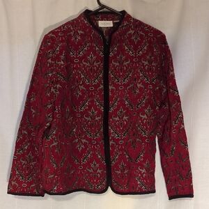 Coldwater Creek Red and Black Patterned Blazer
